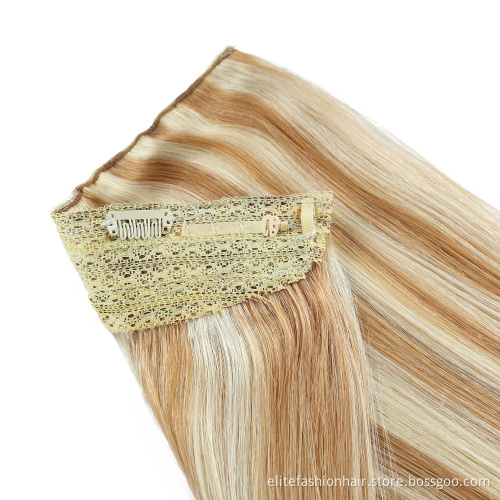 Wholesale Sillky straight Best Quality 100% European Remy Human Hair Halo Hair Extension With Clips Halo human hair extensions